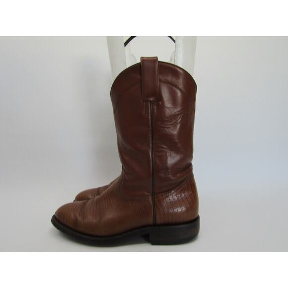 Ortega Mens Size 7.5 D Brown Leather Lizard Skin Print Cowboy Western Boots main image 8